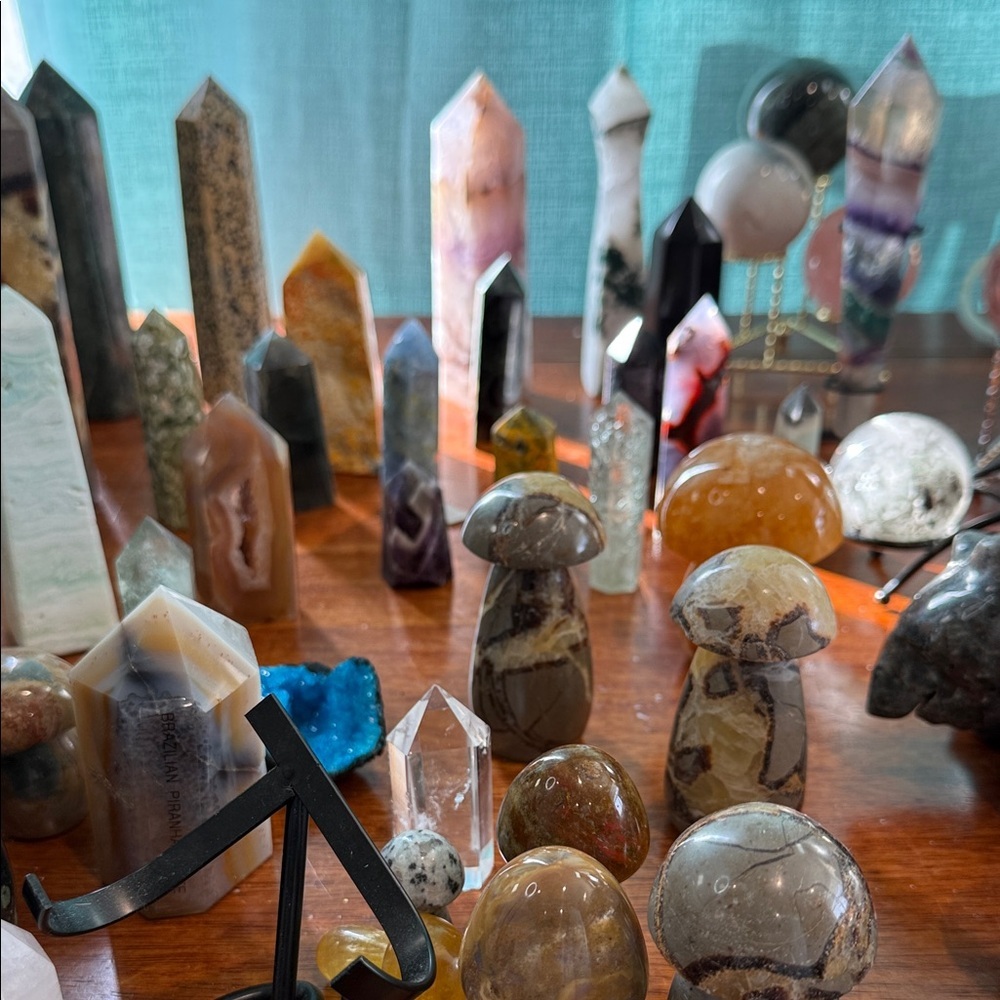 Rocks Vibrant Gemstone Towers and Spheres